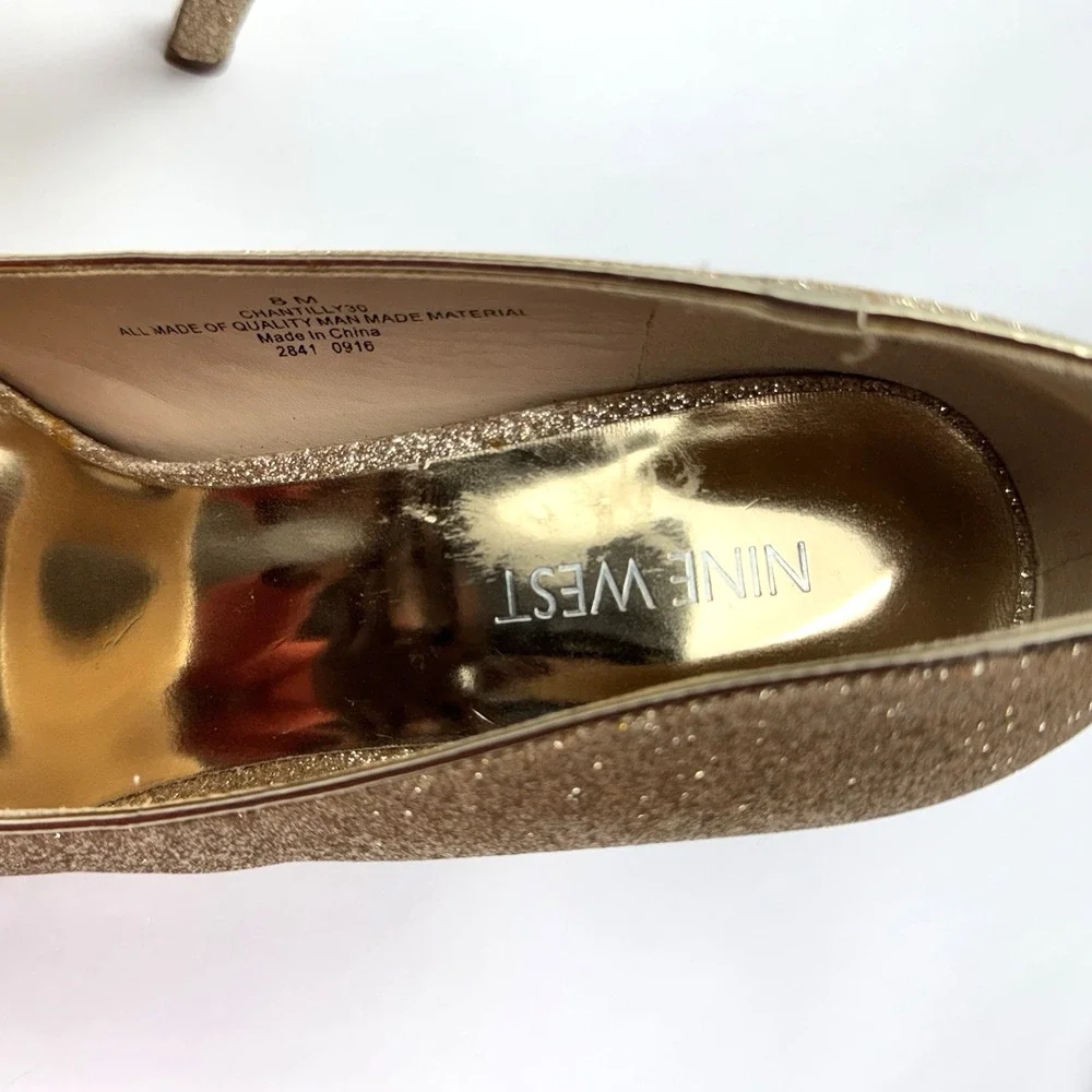NINE WEST Tan Pumps Size 8M Gold QUALITY MAN MADE MATERIAL
